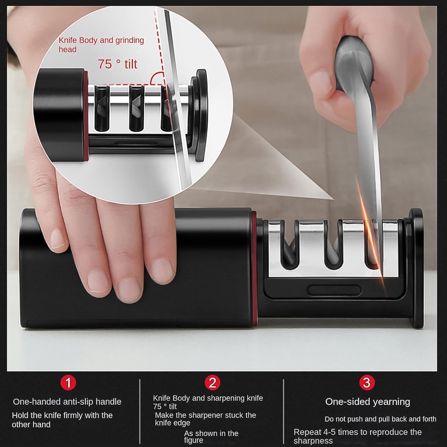 3-Stage Knife Sharpener, Knife grinder Three-sided blade for both water (1 Pc) 3-Stage Knife Sharpener, Knife grinder Three-sided blade for both water (1 Pc)